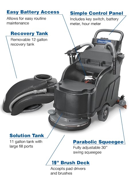 PAS20BA-BC Powr-Flite 20 inch Walk Behind Automatic Scrubber