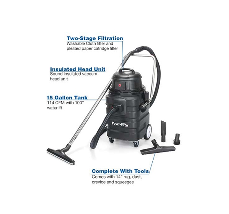 Powr-Flite 20 Gallon Wet Dry Vacuum with Poly Tank and Tool Kit